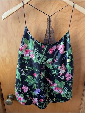 Victoria's Secret Black Tropical Floral Cami & Shorts Set